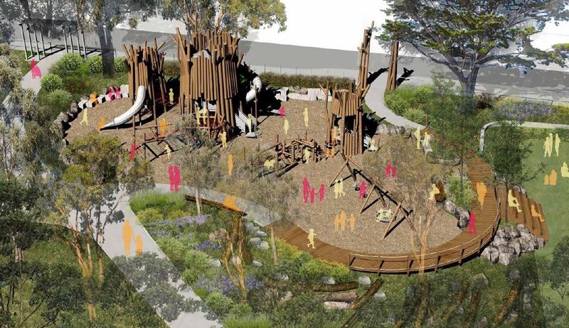 Hình vẽ minh họa của họa sĩ về thiết kế Sân chơi Stern Grove