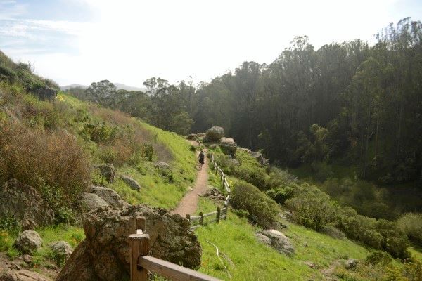Trail running along a hill