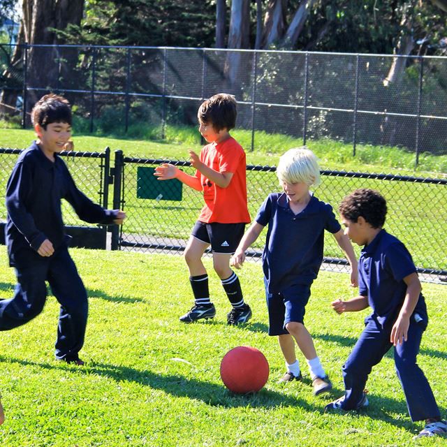 Kids playing soccer