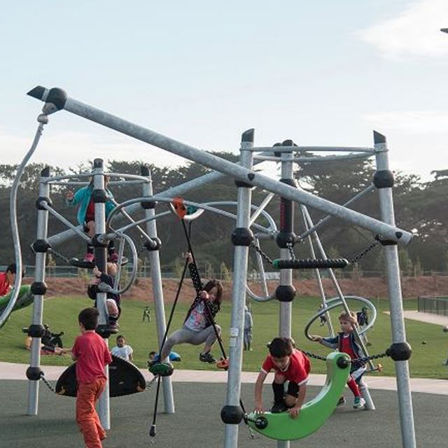 Kids playing on jungle gym