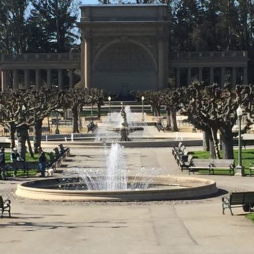 The Music Concourse with its sunken garden and fountain centerpieces