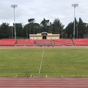 Looking across stadium at bleachers